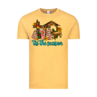 Vintage Mustard tis the seasin with christmas cake abd jesus Vintage Tee - AdoDesignShop