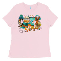 Bubblegum Pink Cozy season Fall Ladies Tee - RanaPortraitStore