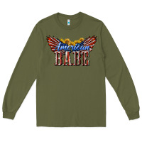 Army Green American Babe With Sunflowers Long Sleeve Tee - LillyAllenDesigns