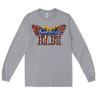 Heather Grey American Babe With Sunflowers Long Sleeve Tee - LillyAllenDesigns