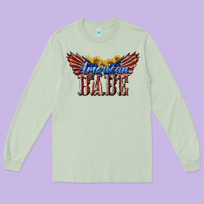 American Babe With Sunflowers Long Sleeve Tee Designed By Lillyallendesigns