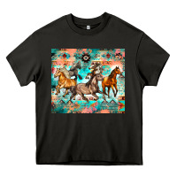 Asphalt western running horses Heavy Core Tee - Zillion Design Studio