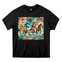 Black western running horses Heavy Core Tee - Zillion Design Studio