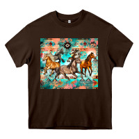 Chocolate Brown western running horses Heavy Core Tee - Zillion Design Studio