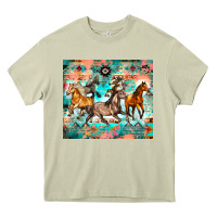 Mossy western running horses Heavy Core Tee - Zillion Design Studio
