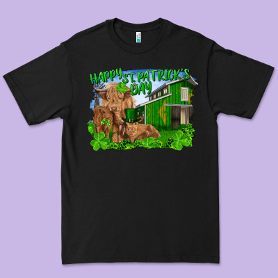 Happy St. Patrick's Day Cattle And Calfs Premium Tee Designed By Ranaportraitstore