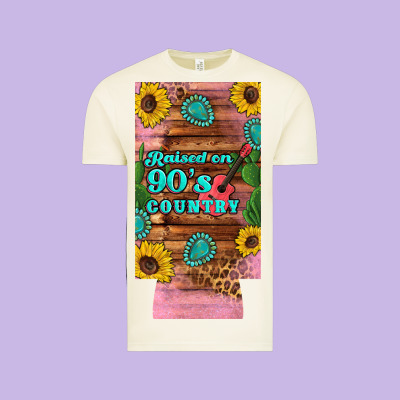 Raised 90's Country Guitar Cactus Sunflower's 12 Oz Can Cooler  (slim) Vintage Tee Designed By Artiststas