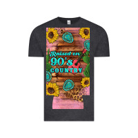 Vintage Black raised 90's country guitar cactus sunflower's 12 oz can cooler  (slim) Vintage Tee - Artiststas