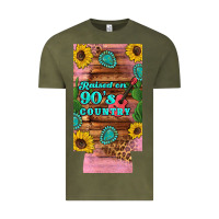 Vintage Olive raised 90's country guitar cactus sunflower's 12 oz can cooler  (slim) Vintage Tee - Artiststas