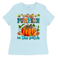 Baby Blue Cutest pumpkin in the patch Ladies Tee - RanaPortraitStore