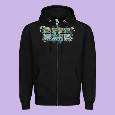 River Life Zipper Hoodie Designed By Nancycooperartshop