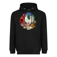 Black leghorn rooster christmas ornament Heavyweight Hoodie - LillyAllenDesigns