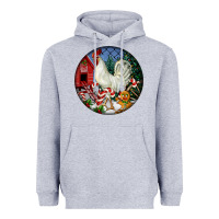 Heather Grey leghorn rooster christmas ornament Heavyweight Hoodie - LillyAllenDesigns