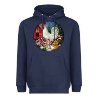 Navy leghorn rooster christmas ornament Heavyweight Hoodie - LillyAllenDesigns
