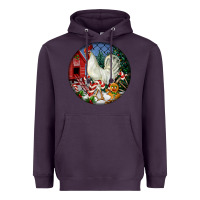 Plum leghorn rooster christmas ornament Heavyweight Hoodie - LillyAllenDesigns