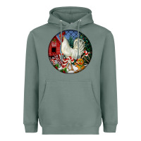 Sage leghorn rooster christmas ornament Heavyweight Hoodie - LillyAllenDesigns