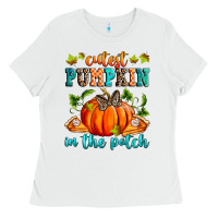 White Cutest pumpkin in the patch Ladies Tee - RanaPortraitStore