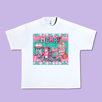 Merry Christmas Pink Coffee Urban Heavy Tee Designed By Jasminsmagicworld