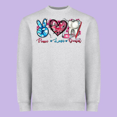 Peace Love Dental Heavyweight Sweatshirt Designed By Adodesignshop