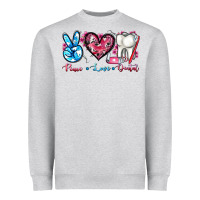 Heather Grey peace love dental Heavyweight Sweatshirt - AdoDesignShop