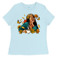 Fall Afro Woman With Coffee Ladies Tee | Teevron