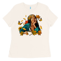 Bone Fall afro woman with coffee Ladies Tee - RanaPortraitStore