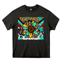 Asphalt turquoise gemstone sunflower Heavy Core Tee - Zillion Design Studio