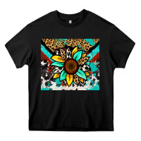 Black turquoise gemstone sunflower Heavy Core Tee - Zillion Design Studio