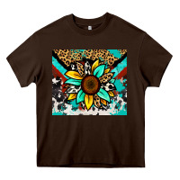Chocolate Brown turquoise gemstone sunflower Heavy Core Tee - Zillion Design Studio