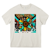 Cream turquoise gemstone sunflower Heavy Core Tee - Zillion Design Studio