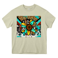 Mossy turquoise gemstone sunflower Heavy Core Tee - Zillion Design Studio