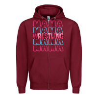 Burgundy wrestling mama Zipper Hoodie - MaliasSmallBusiness