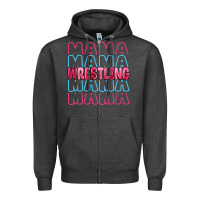 Charcoal Heather wrestling mama Zipper Hoodie - MaliasSmallBusiness