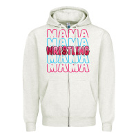 Oatmeal Heather wrestling mama Zipper Hoodie - MaliasSmallBusiness
