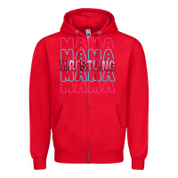 Red wrestling mama Zipper Hoodie - MaliasSmallBusiness