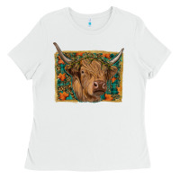 White Fall Cow Ladies Tee - RanaPortraitStore