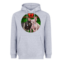 Heather Grey christmas pig Heavyweight Hoodie - LillyAllenDesigns