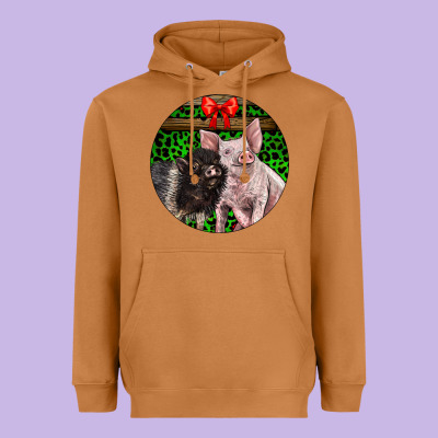 Christmas Pig Heavyweight Hoodie Designed By Lillyallendesigns