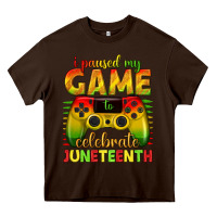 Chocolate Brown i paused my game celebrate juneteenth Heavy Core Tee - texasbilliewilder