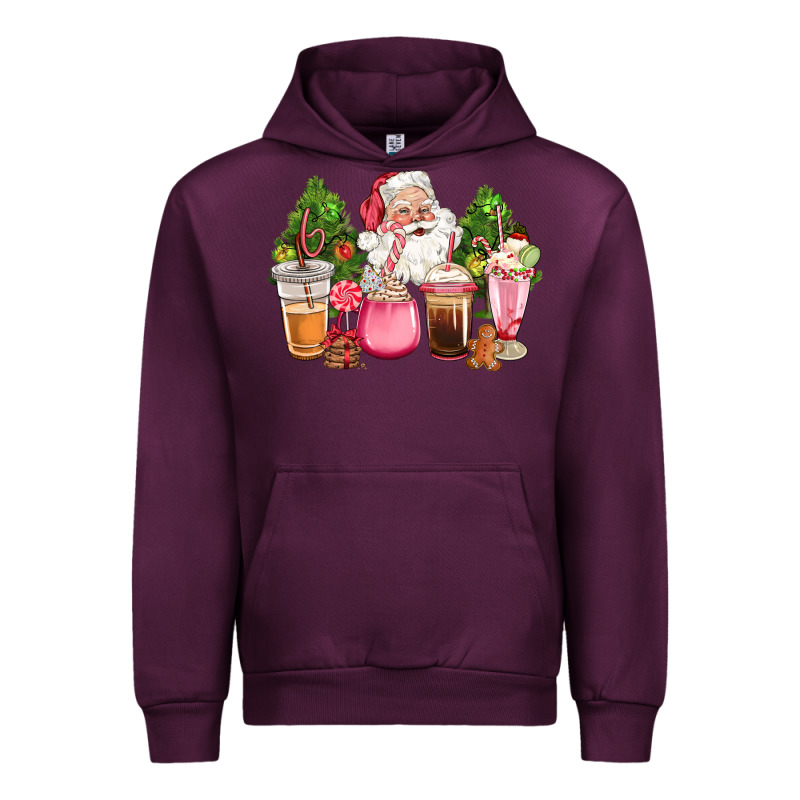 Pink Christmas Santa Coffe Cups Urban Hoodie by CowGirlArtShop | Teevron