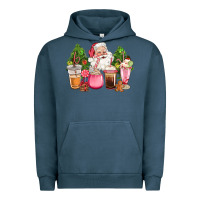 Pigment Midnight Navy pink christmas santa coffe cups Urban Hoodie - CowGirlArtShop