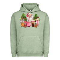 Pigment Oil Green pink christmas santa coffe cups Urban Hoodie - CowGirlArtShop