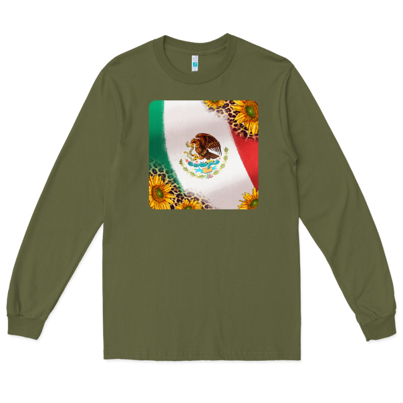 Mexican Flag Sunflowers And Leopard Coaster Long Sleeve Tee by Jasminsmagicworld | Teevron