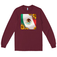 Burgundy mexican flag sunflowers and leopard coaster Long Sleeve Tee - Jasminsmagicworld
