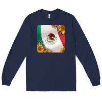 Navy mexican flag sunflowers and leopard coaster Long Sleeve Tee - Jasminsmagicworld