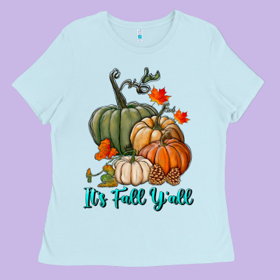 Ladies Tee Happy Fall Y'all Pumpkins