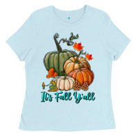 Baby Blue Happy Fall Y'all Pumpkins Ladies Tee - RanaPortraitStore
