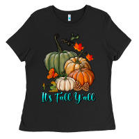 Black Happy Fall Y'all Pumpkins Ladies Tee - RanaPortraitStore
