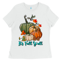 White Happy Fall Y'all Pumpkins Ladies Tee - RanaPortraitStore