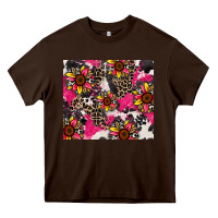 Chocolate Brown sunflower cowhide Heavy Core Tee - Zillion Design Studio